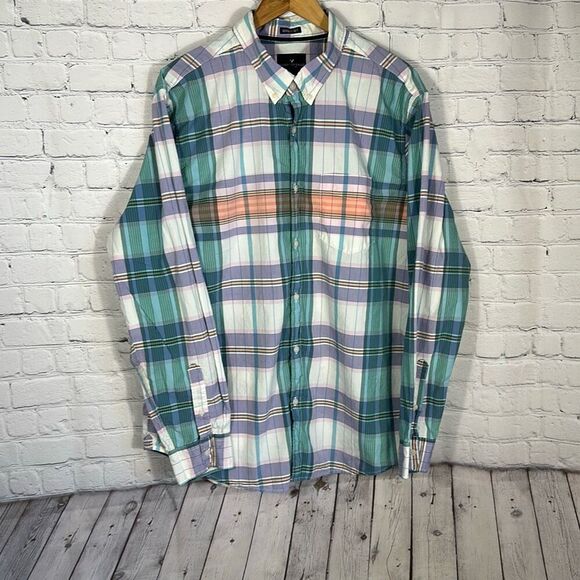 American Eagle Mens Seriously Soft Lightweight Flannel Long Sleeve Classic Fit S - Picture 1 of 8